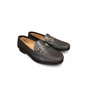Jay Butler Millbank Dark Brown Leather Gold Horsebit Loafers Men's Size 9